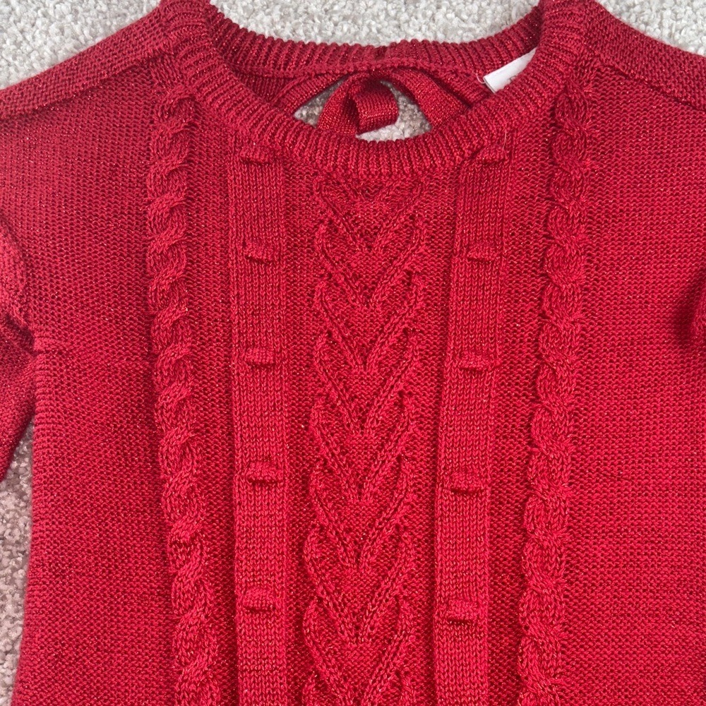 Red Cable Knit Sweater Dress Valentine's Day Christmas Dress size XS‎ 4